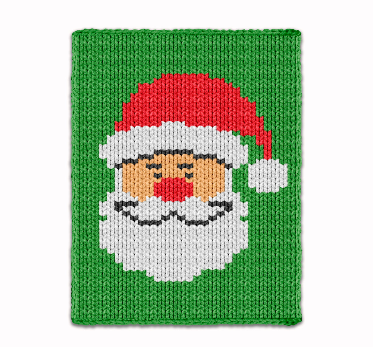 Christmas Santa Claus Chunky Blanket, Hand Finger Knitting Pattern, Holiday red hat & white beard Knit Kids afghan Bulky Jumbo 7 yarn throw