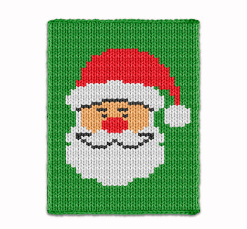 Christmas Santa Claus Chunky Blanket, Hand Finger Knitting Pattern, Holiday red hat & white beard Knit Kids afghan Bulky Jumbo 7 yarn throw