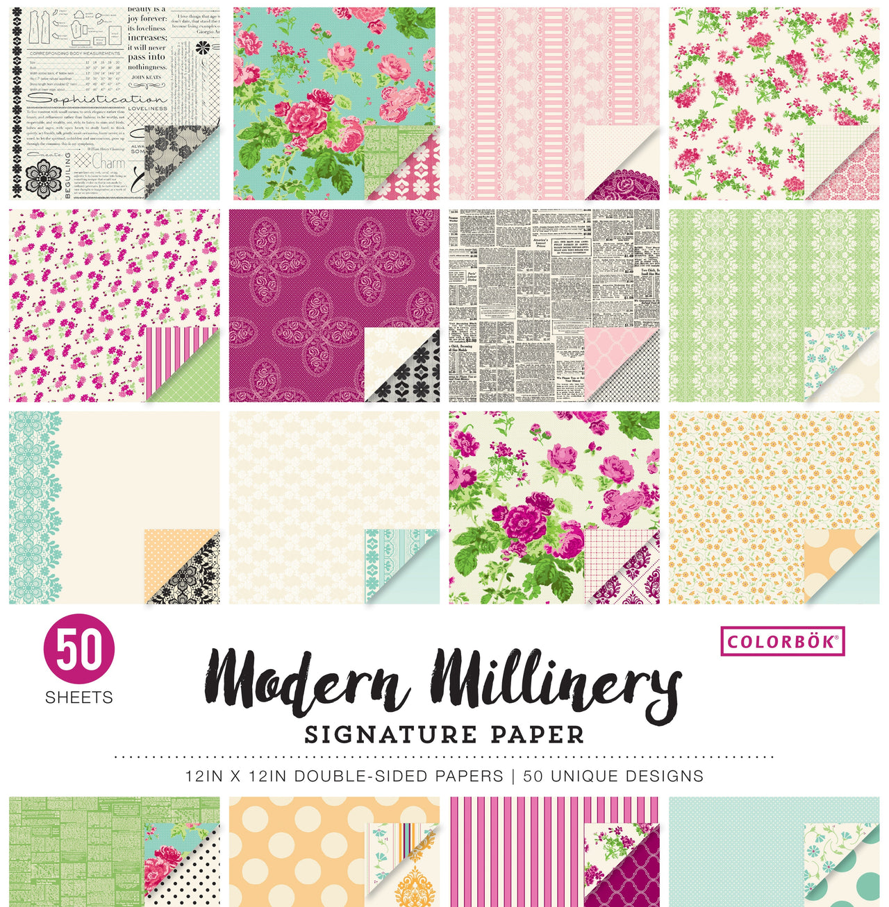 American Crafts Colorbok 53lb Signature Double-Sided Paper Pad 50/Pkg - Modern Millinery