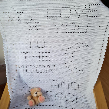 Love you to the moon and back Filet Blanket