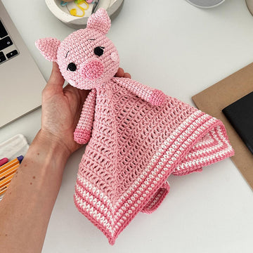 Pig Baby Lovey Blanket & Rattle Crochet Pattern PDF – Cute Stuffed Toy Tutorial