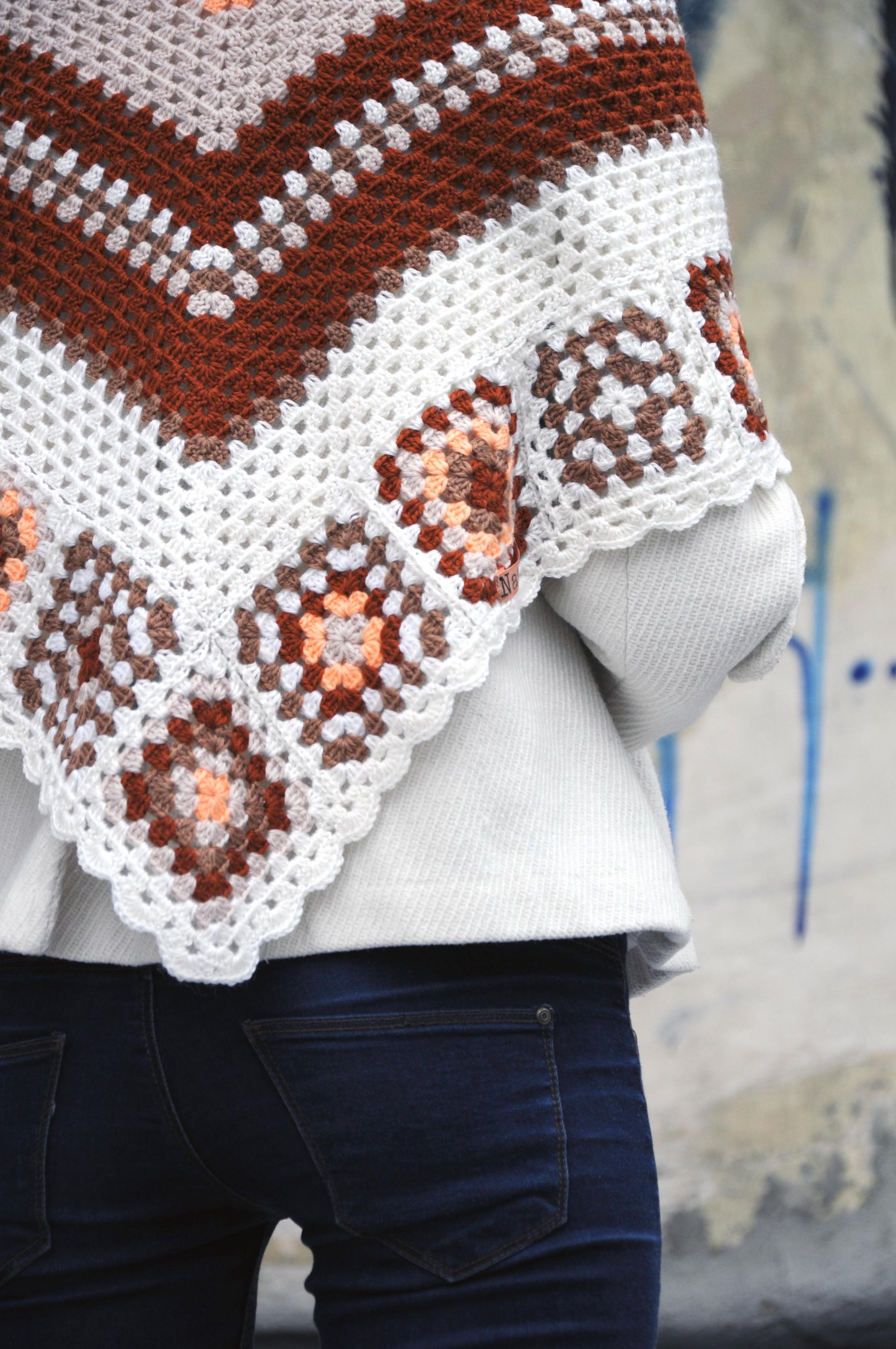 Cozy Corners triangular crochet scarf