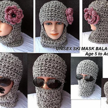 597CRO Crochet Ski Hat, Balaclava