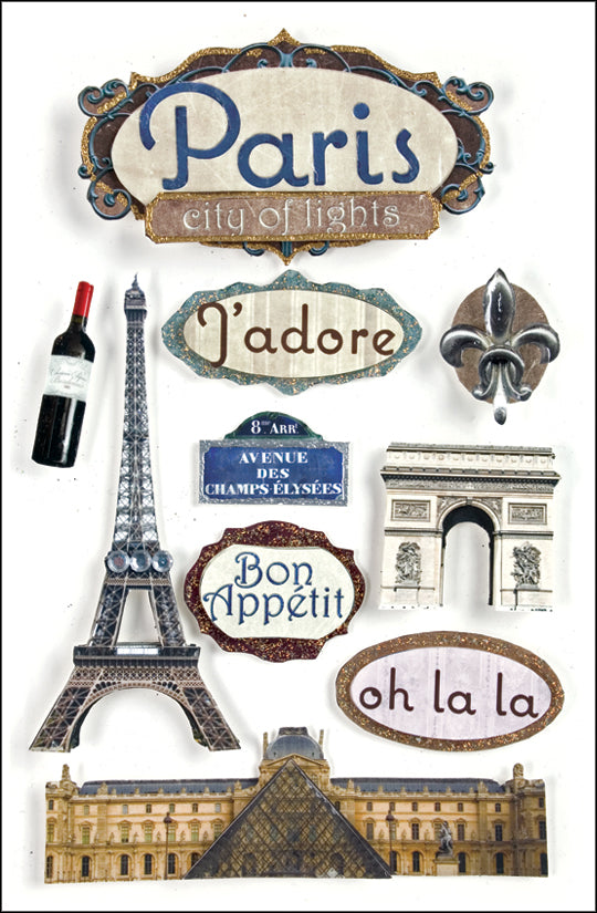 Paper House 3D Stickers 4.5"X7.5" - Paris