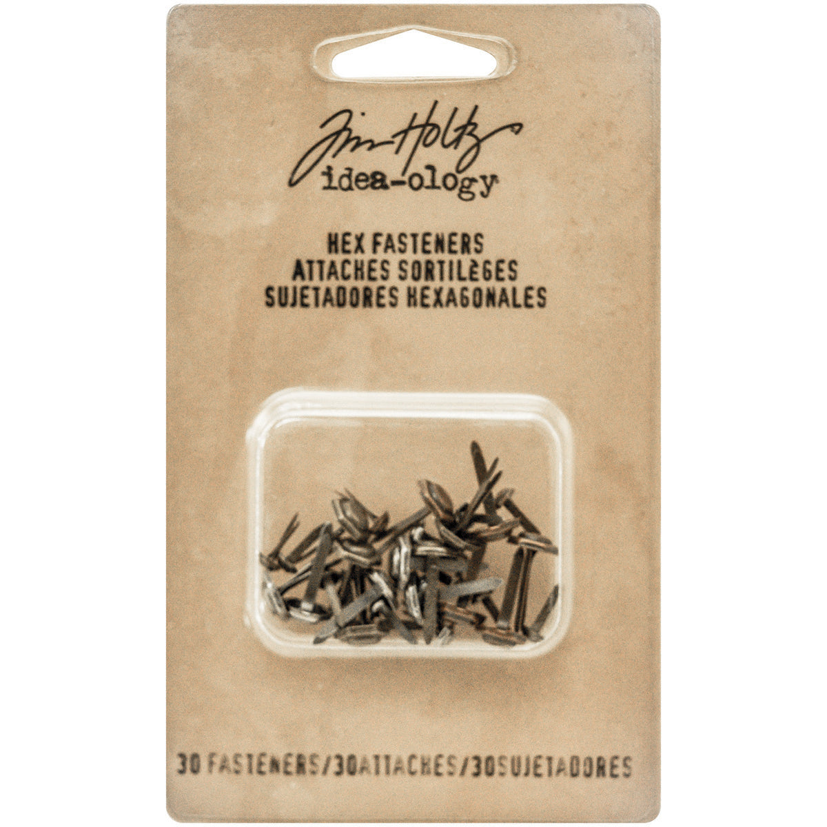 Advantus Idea-Ology Metal Hexagon Paper Fasteners .25 To .5" 30/Pkg - Antique Nickel, Brass & Copper