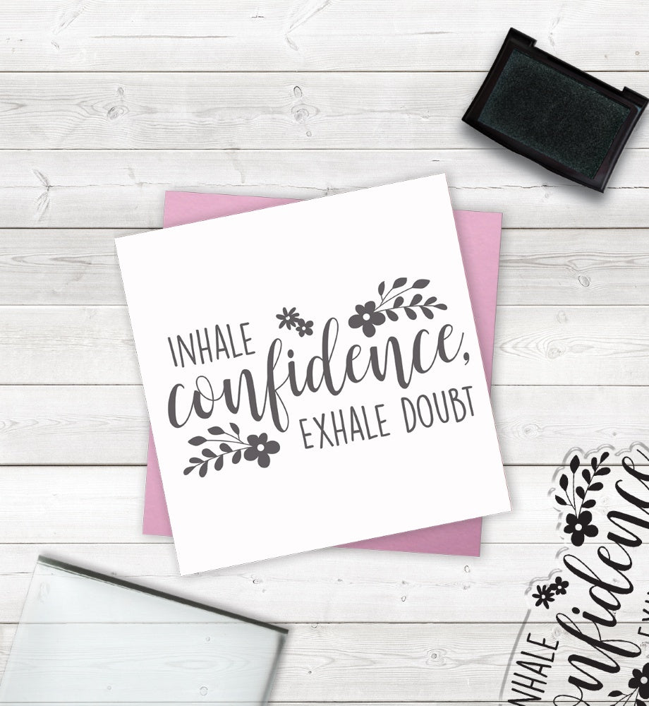 Crafter's Companion Clear Acrylic Quirky Stamp 2.5"X3.5" - Inhale Confidence