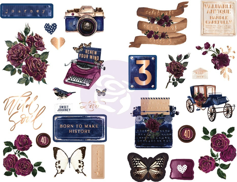 Prima Marketing Darcelle Chipboard Stickers 28/Pkg - Icons W/Foiled Accents