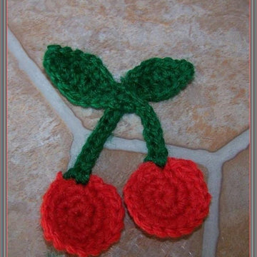 Crochet Cherries Applique Pattern Ornament For Holidays And Christmas