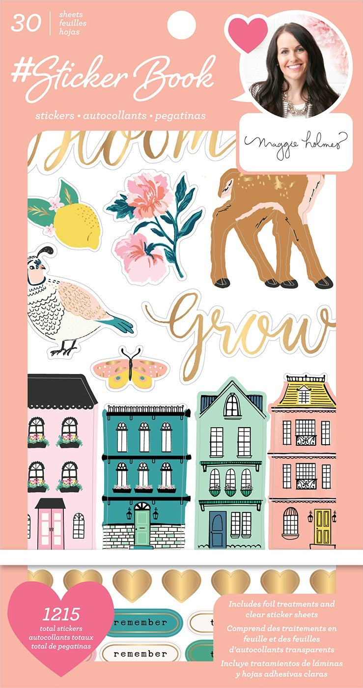 American Crafts Sticker Book 4.75"X8" - Maggie Holmes W/Gold Foil 1215/Pkg