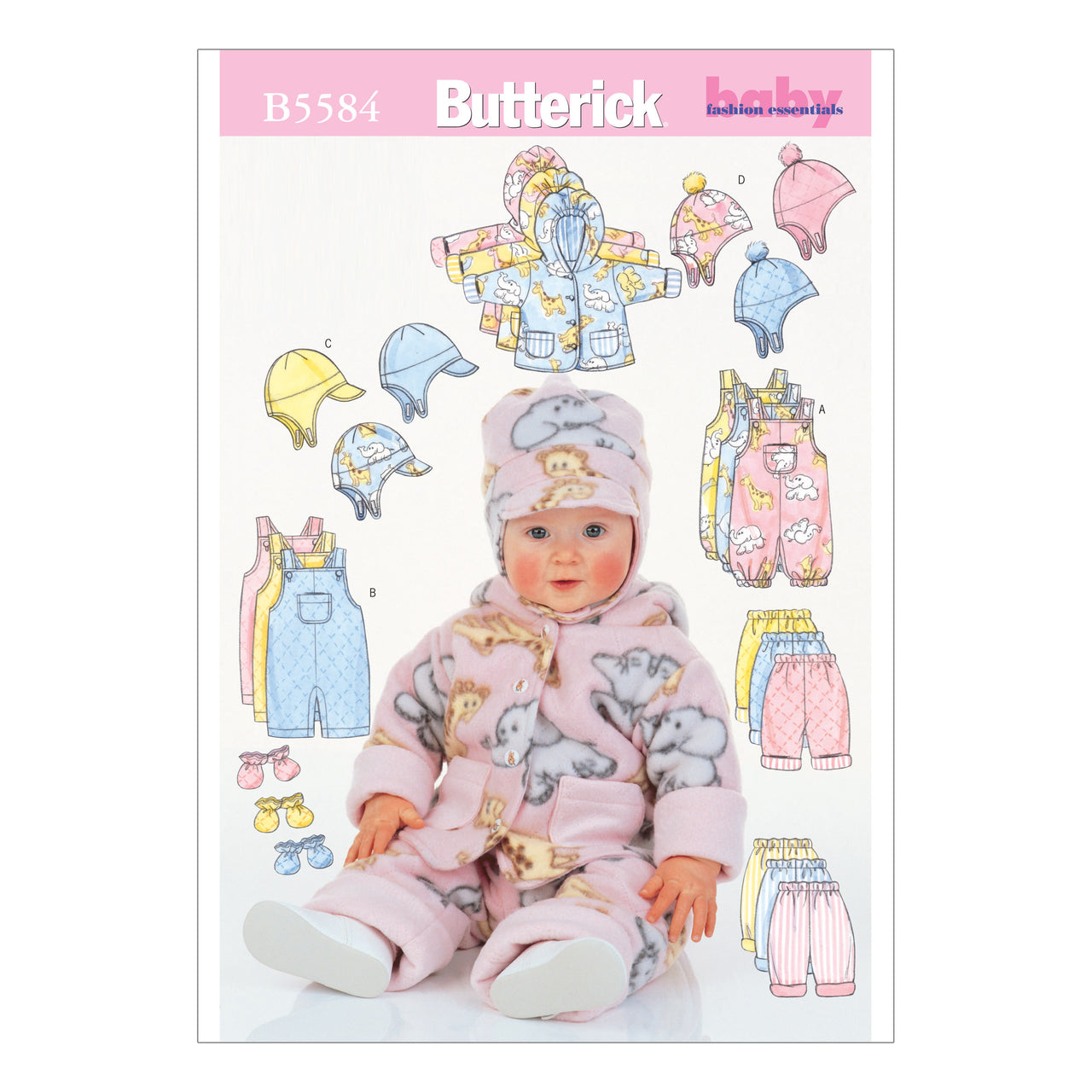 Butterick Infants' Jacket, Overalls, Pants, Hat and Mittens B5584 - Sewing Pattern