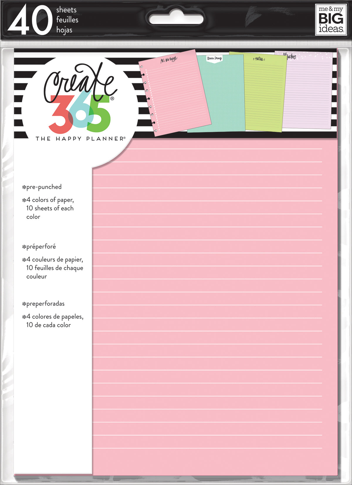 The Happy Planner Medium Fill Paper 40/Pkg - Colored