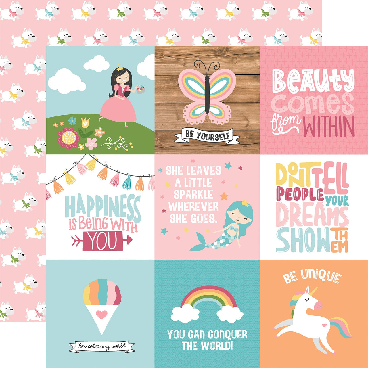 Echo Park Paper All Girl Double-Sided Cardstock 12"X12" 25/Pkg - 4"X4" Journaling Cards