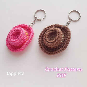 Mini cowboy hat crochet, mini cowgirl hat pink, small hat for amigurimi doll