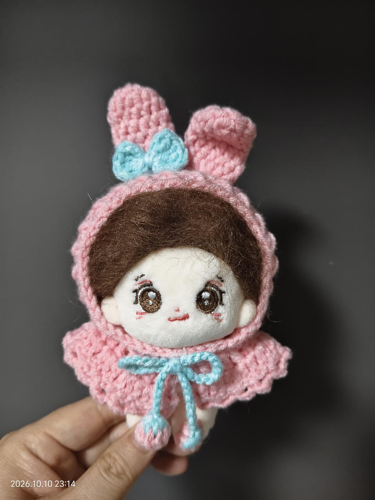 Bunny Ear Strawberry Cape for 10cm Doll