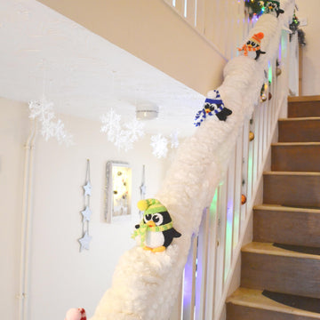 Crochet Christmas Penguin Pattern – Bannister & Staircase Decoration, Festive Home Decor (PDF)