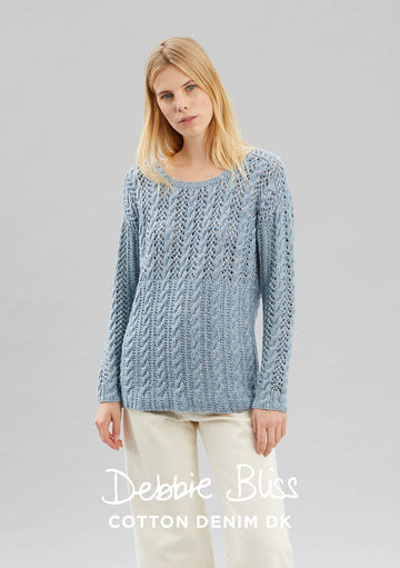 Suki Jumper - Knitting Pattern For Women in Debbie Bliss Cotton Denim DK