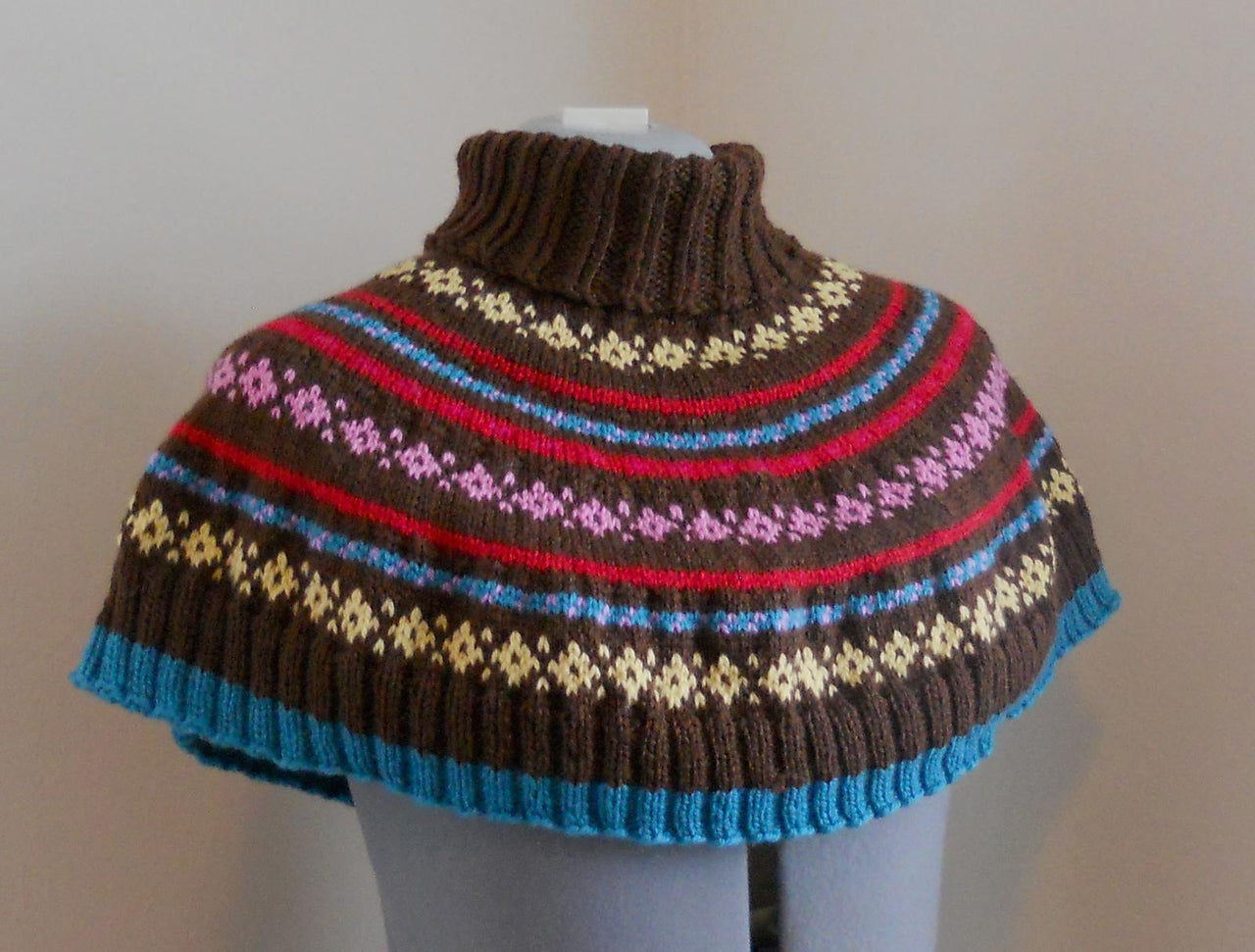 Fair Isle Turtleneck Cape