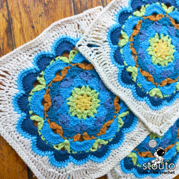 Forget Me Not Flower Granny Blanket Square
