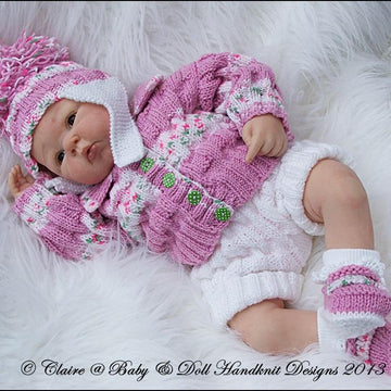 Cosy ribbed Jacket Set 16-22” doll/0-3m baby