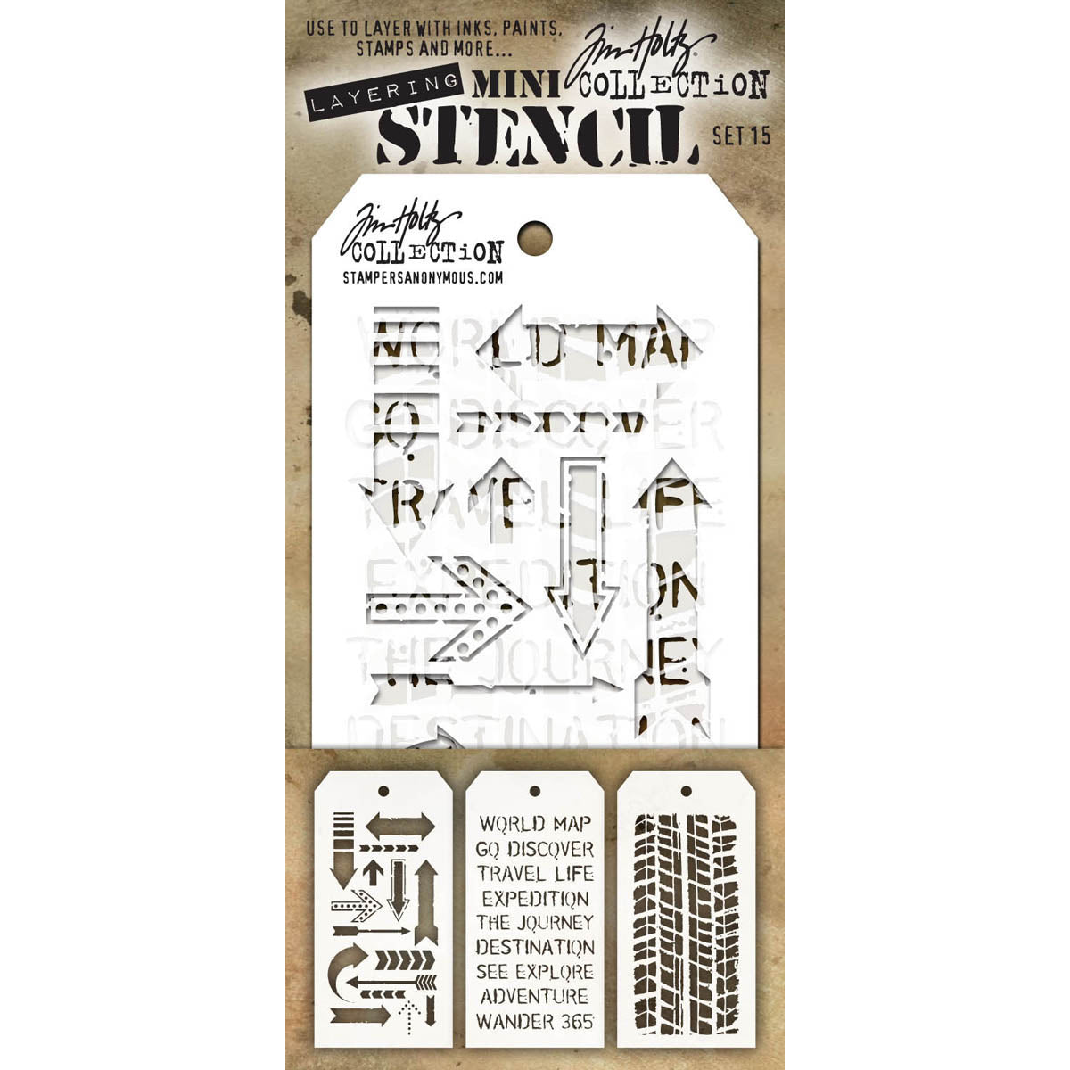 Stampers Anonymous Tim Holtz Mini Layered Stencil Set 3/Pkg - Set #15
