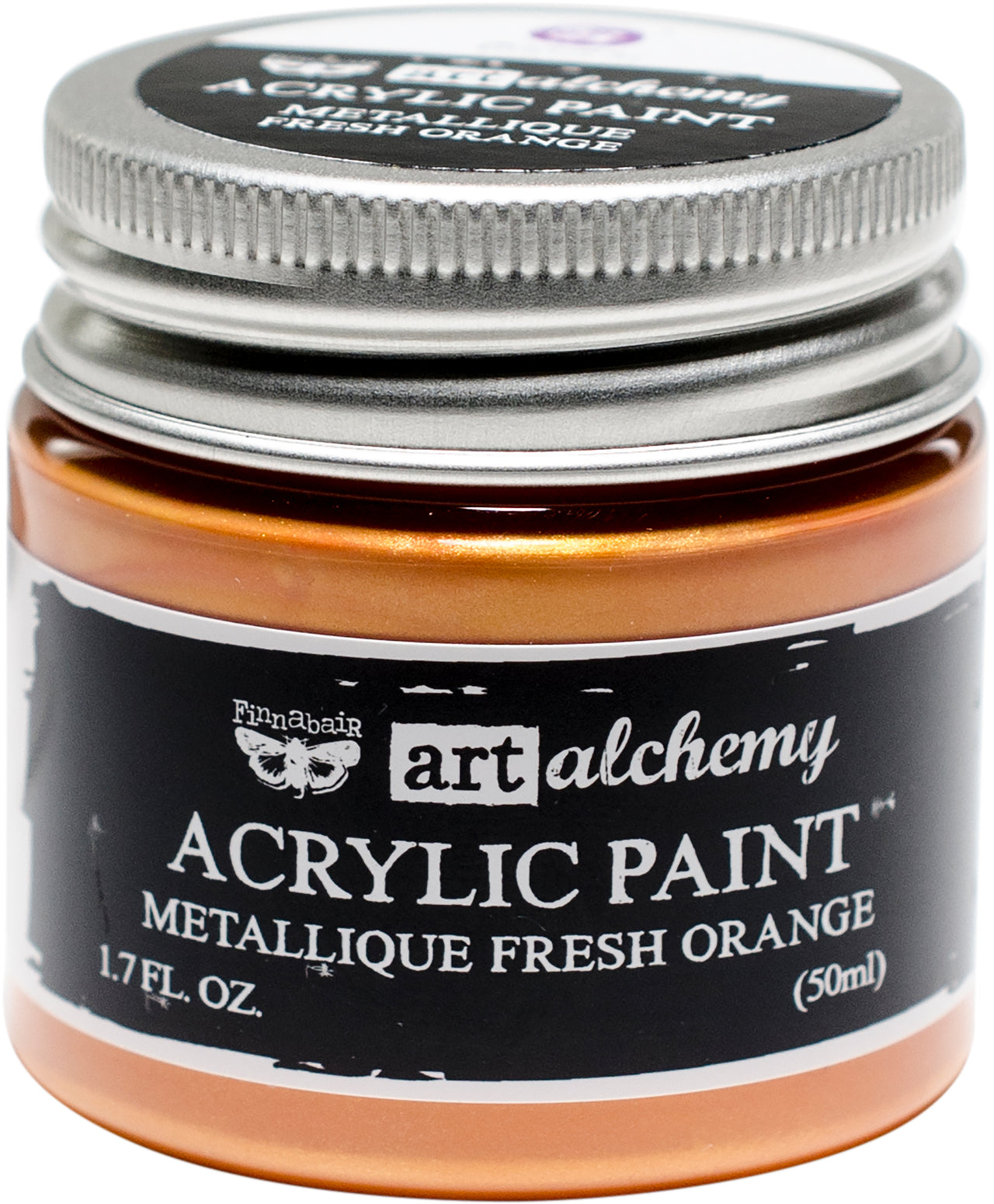 Prima Marketing Finnabair Art Alchemy Acrylic Paint 1.7 Fluid Ounces - Metallique Fresh Orange