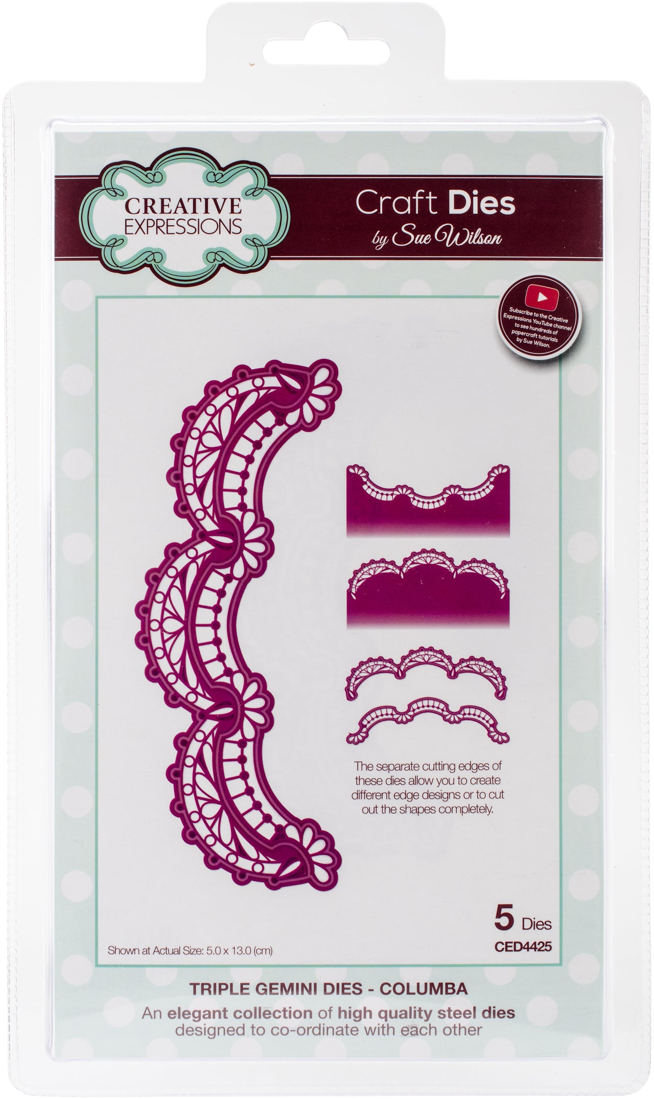 Creative Expressions Craft Dies By Sue Wilson - Triple Gemini-Columba 1.97"X5.12"