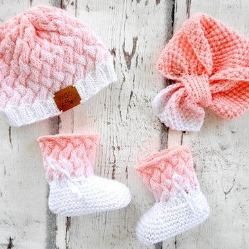 Strickanleitung - Babymütze, Babyschuhe, Babyschal - OMBRÉ - No.163S