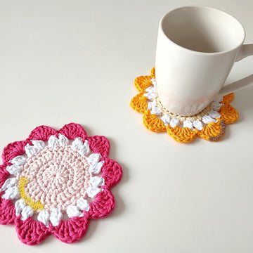 "Spring Blossom" Flower Coaster - Home Decoration Crochet Pattern
