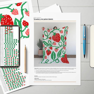 Strawberries on the Vine C2C Crochet Made with ONLY 4 COLOUR YARNS