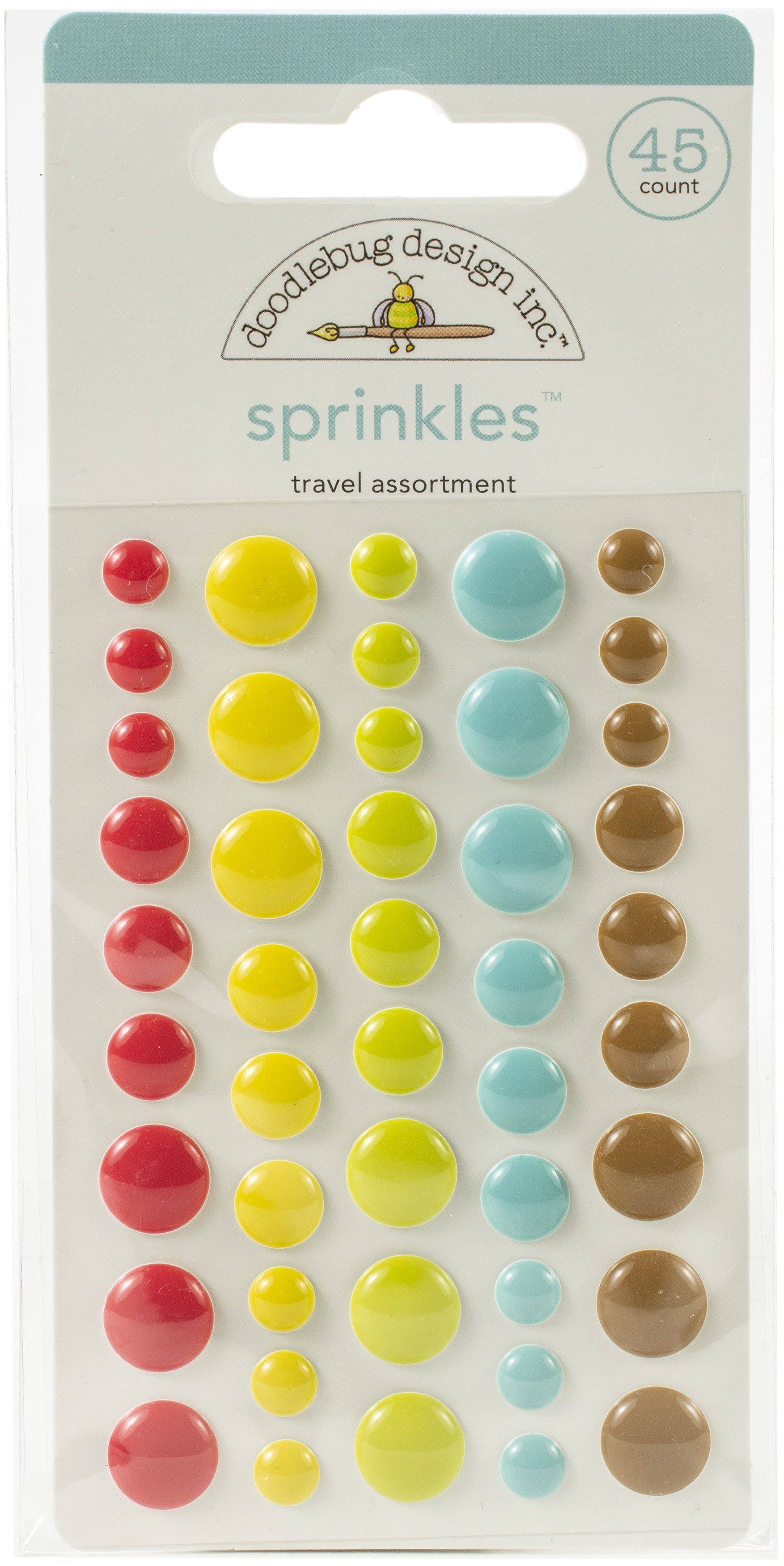 Doodlebug Sprinkles Adhesive Enamel Dots 45/Pkg - Travel Assortment