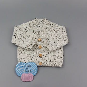 Lennon V neck cardigan baby kitting pattern 0-12mths