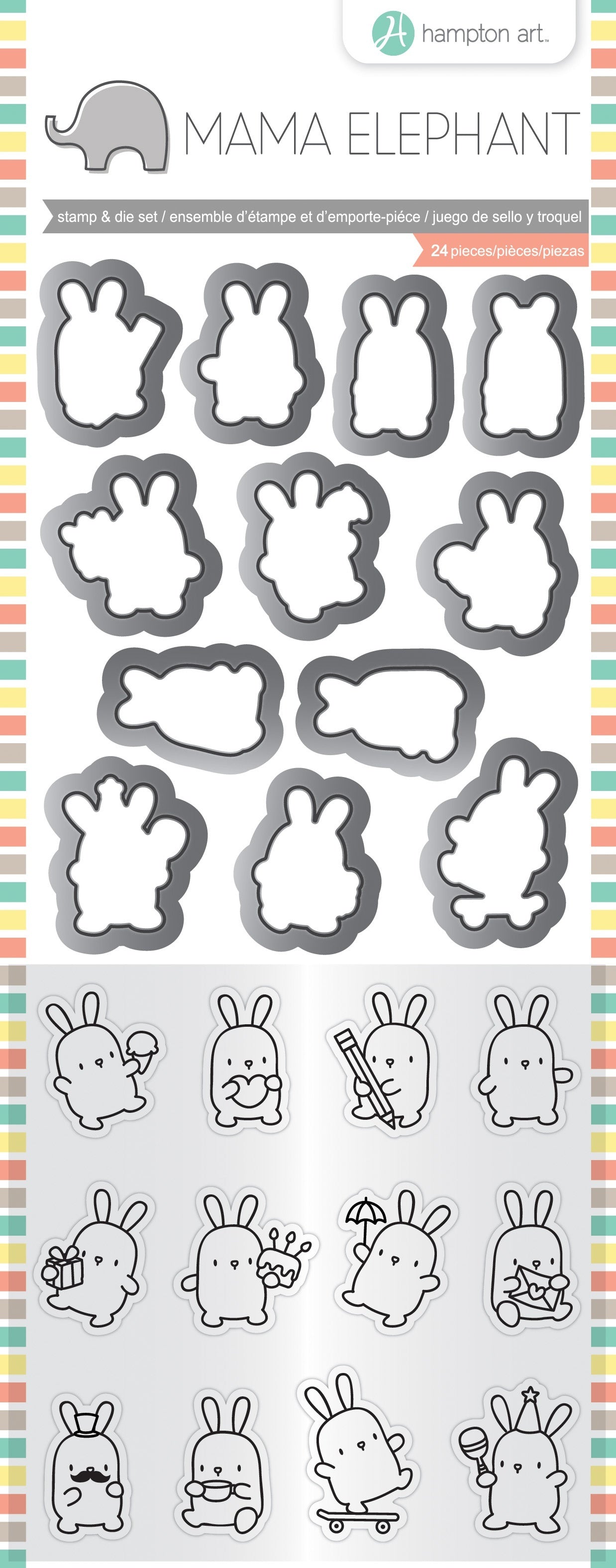 Hampton Art Mama Elephant Clear Stamp & Die Set 4.125"X10.5" - Mini Bunny Agenda