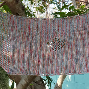 Garter and Eyelet Scarf with Lace Medallion