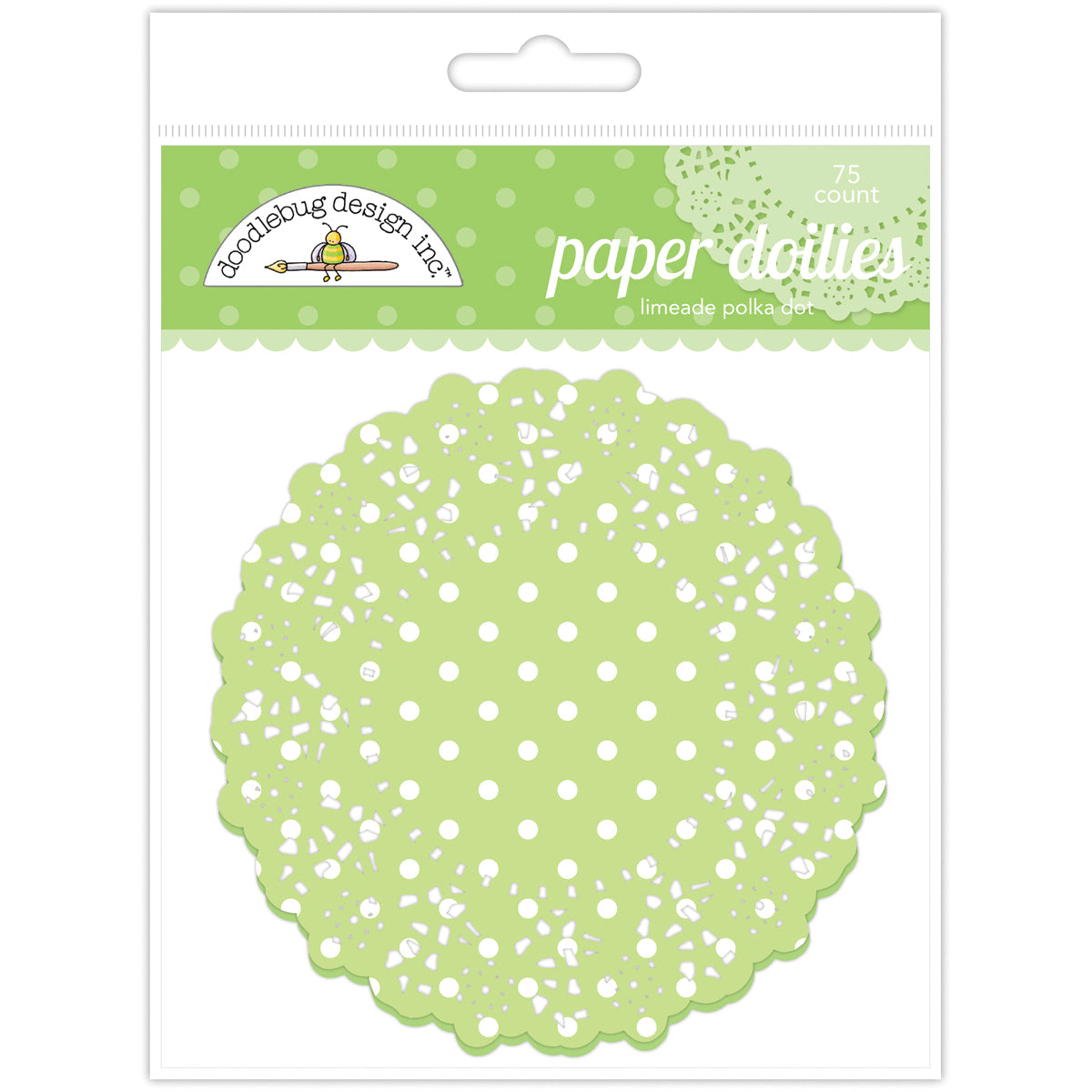 Doodlebug Doilies 4.5" 75/Pkg - Limeade Polka Dot