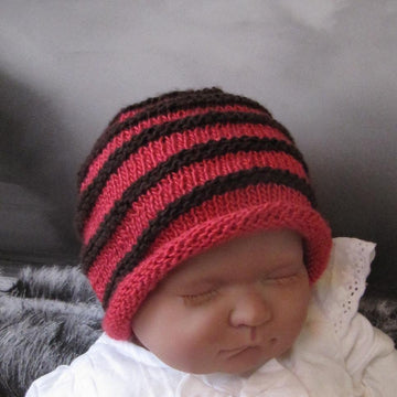 Baby Simple Stripe Roll Brim Beanie Hat