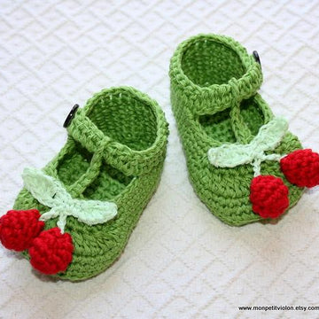 T-strap Cherry Baby Booties