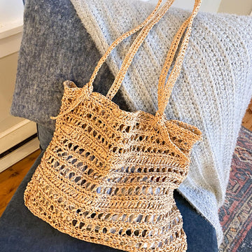 See Through Raffia Tote