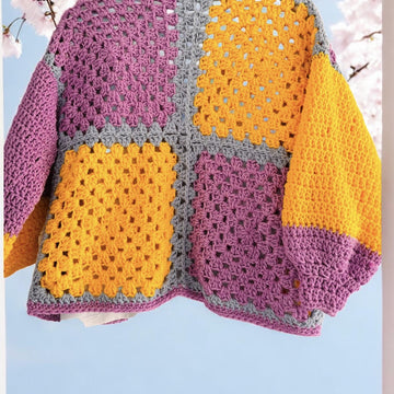 Puff Flower Crochet Cardi