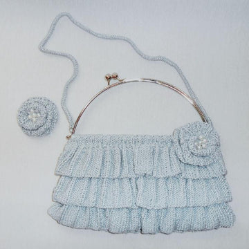 Ruffle Clasp Handbag Metal Frame Bag