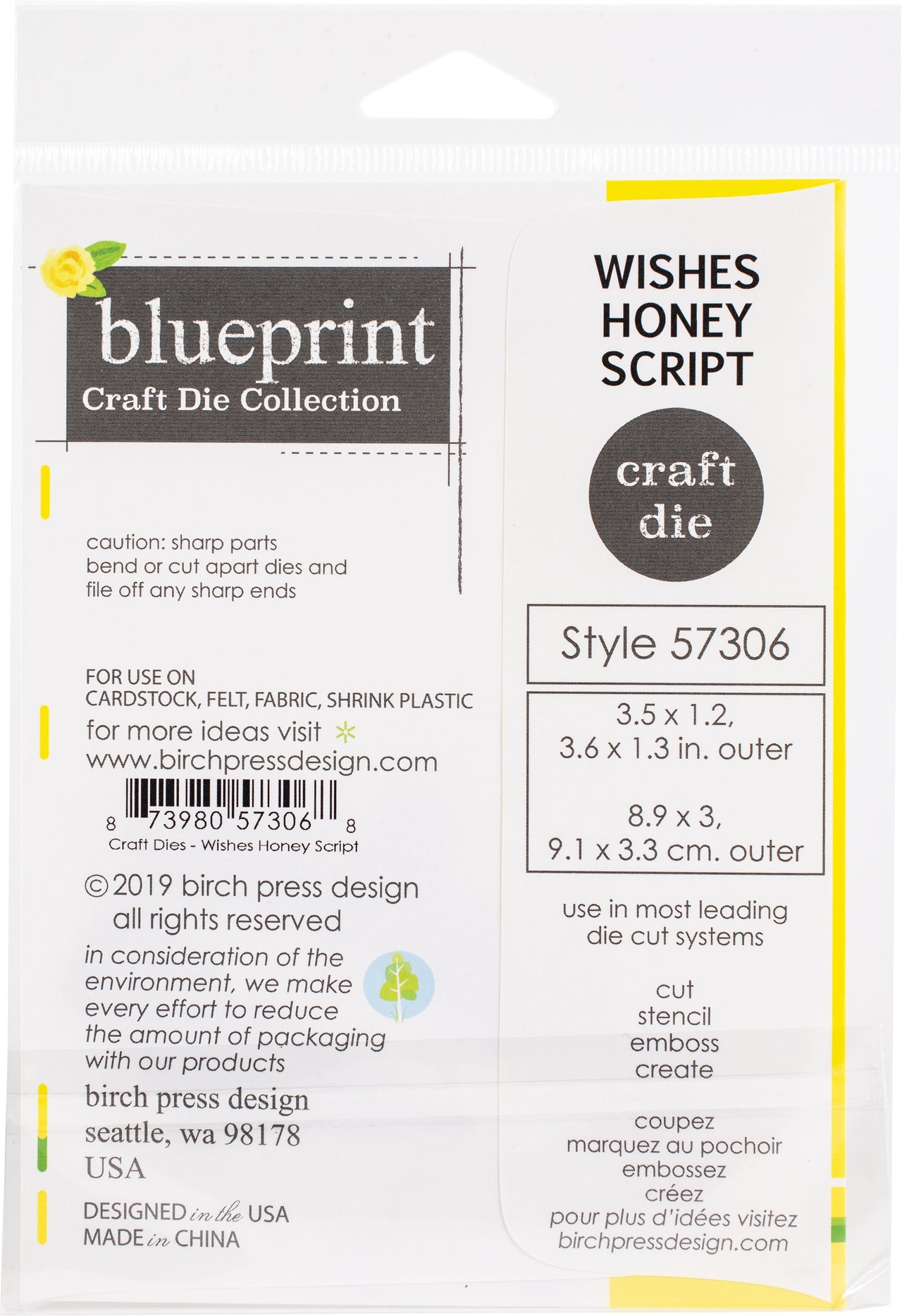 Memory Box Birch Press Designs Dies - Wishes Honey Script