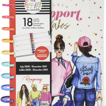 Happy Planner 18-Month Dated Medium Planner 7.75"X9.75" - Babes Support Babes, July 2020-Dec 2021