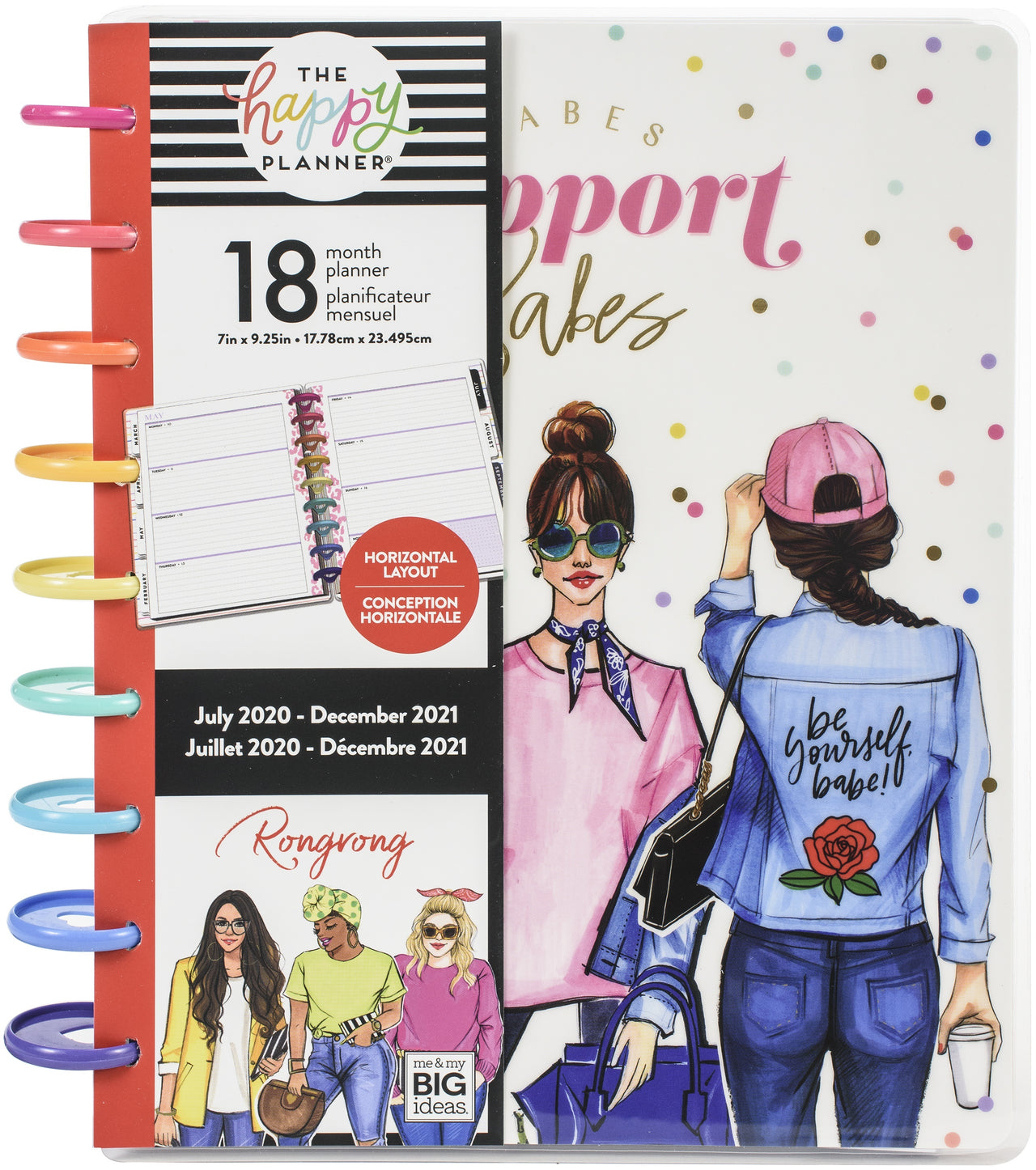 Happy Planner 18-Month Dated Medium Planner 7.75"X9.75" - Babes Support Babes, July 2020-Dec 2021