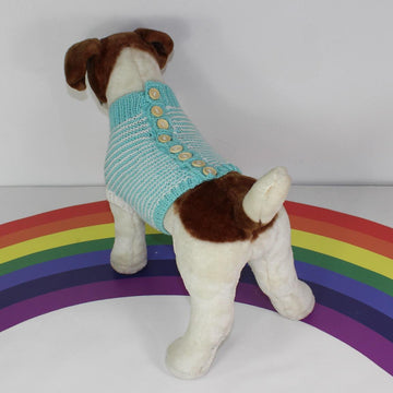 Aran Stripe Back Button Up Garter Stitch Dog Coat