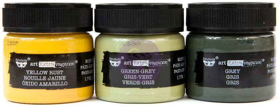 Prima Marketing Finnabair Art Extravagance Rust Effect Paste 50ml Jars 3/Pkg - Military Rust