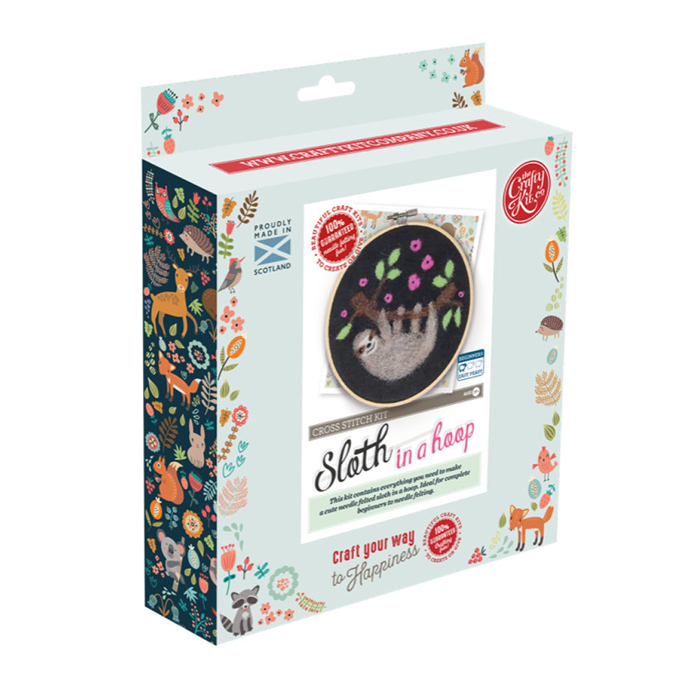 The Crafty Kit Company Sloth in a Hoop Needle Felting Kit - 15cm