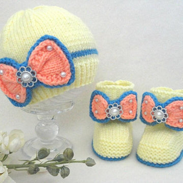 Baby Girl Baby Booties and Baby Hat Pattern English