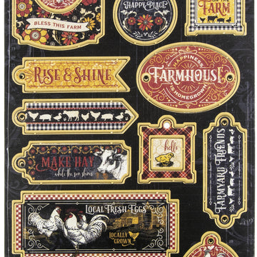 Graphic 45 Farmhouse Chipboard Die-Cuts 6"X12" Sheet - 621803