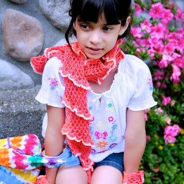 Coral Reef Scarf, Gloves and Pin 3pc Set Crochet