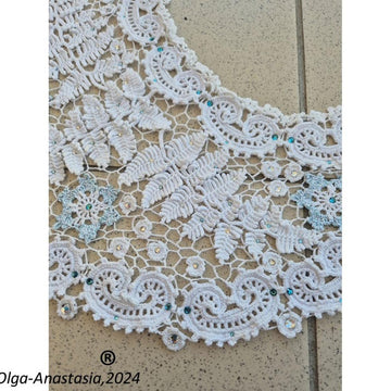 White Lace Irish Lace Detachable Collar "December"