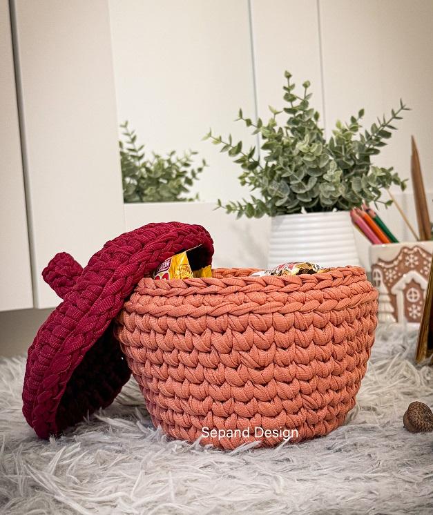 Recycled (t-shirt) yarn basket container-115